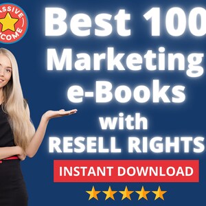 100 Marketing e-Books with Resell Rights - Commercial Use | Bundle Lot | PLR | MRR | Entrepreneurial Resources | Passive Income | Business