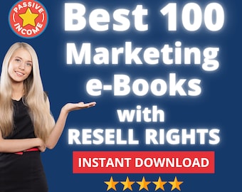 100 Marketing e-Books with Resell Rights - Commercial Use | Bundle Lot | PLR | MRR | Entrepreneurial Resources | Passive Income | Business