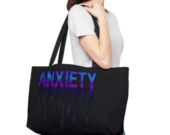 Melted Anxiety Weekender Tote: Vibrant Graphic Art Bag