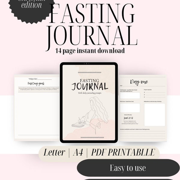 Fasting journal and Planner 2024 for Christians, Christian Fasting goal, Fasting tracker bundle, prayer planner, Instant download