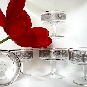 Liquor Bohemia Glasses UNIQUE Retro | Set of 6 Gold Rim Glasses Made in Czechoslovakia