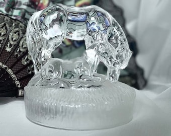 Crystal Glass Horse Mare and Foal Figurine Statuette by RCR Royal Crystal Rock Made in Italy