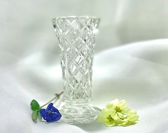 Bohemian Crystal Glass Bud Vase Made in Czechoslovakia | Art Deco Pattern