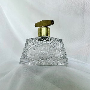 Art Deco Perfume Bottle Bohemian Crystal Glass Made in Czechoslovakia 1930s
