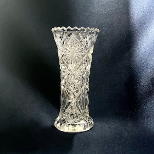 Clear Bohemia Glass Vase 1970s