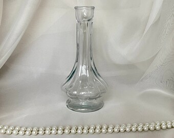 Vintage Clear Pressed Soliflore Vase Turquoise Accents