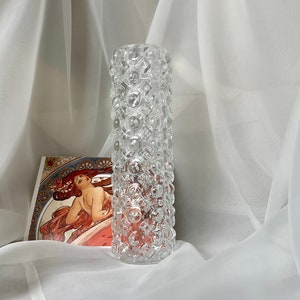 Bohemian Czech Sklo Union Libochovice Art Glass Pressed Vase by Pavel Panek 8 Inches Tall