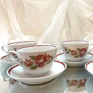 USSR Floral Teaset | 4 Cups With Saucers