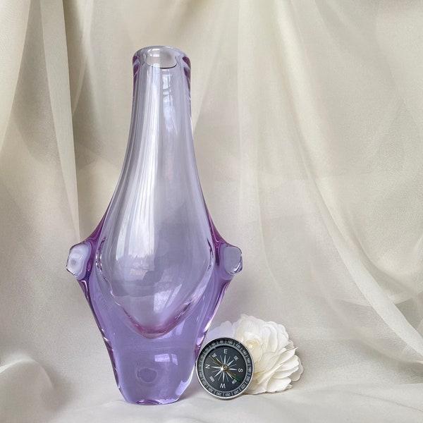 Large Bohemian Art Glass Vase by Miloslav Klinger for Zelezný Brod ZBS Glassworks 1960 Neodymium Hand Blown