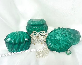 Green Glass Box – Bohemia Green Glass Trinket by Schlevogt