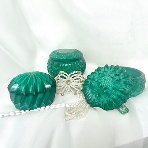 Jade Glass Box – Bohemia Green Glass Trinket by Schlevogt