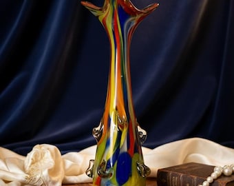 Murano Stil Kunst Glas Vase 38 cm - mehrfarbiger Wirbel