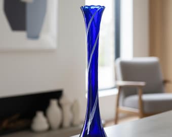 ヴィンテージ チェコスロバキア製 ハンドメイド クリスタル花瓶 SPM