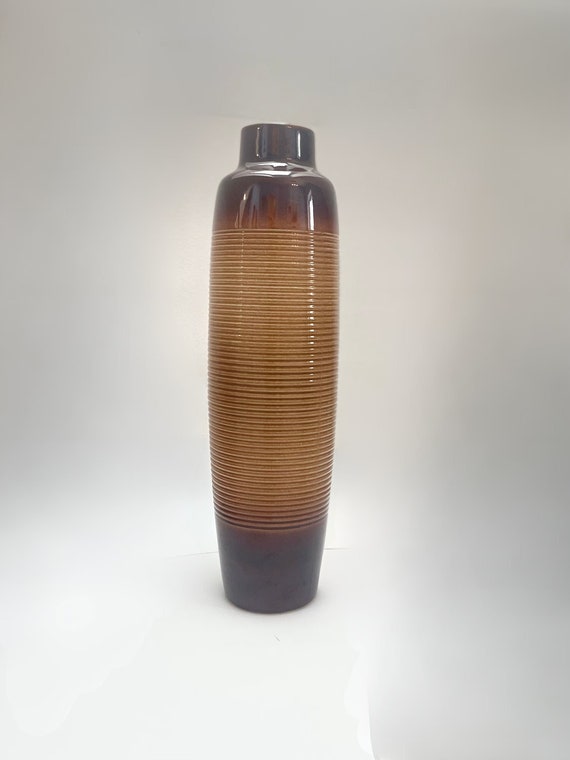 Vintage Floor Vase 70s | Brown Floor Vase Large Made in Czechoslovakia by Jihotvar
