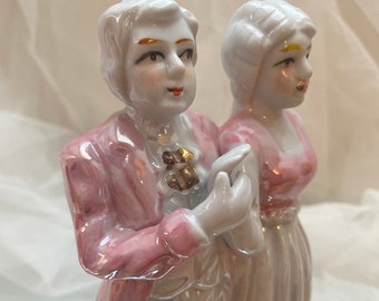 Porcelain Statue Couple Holding Their Hands | Vintage China Love Statue