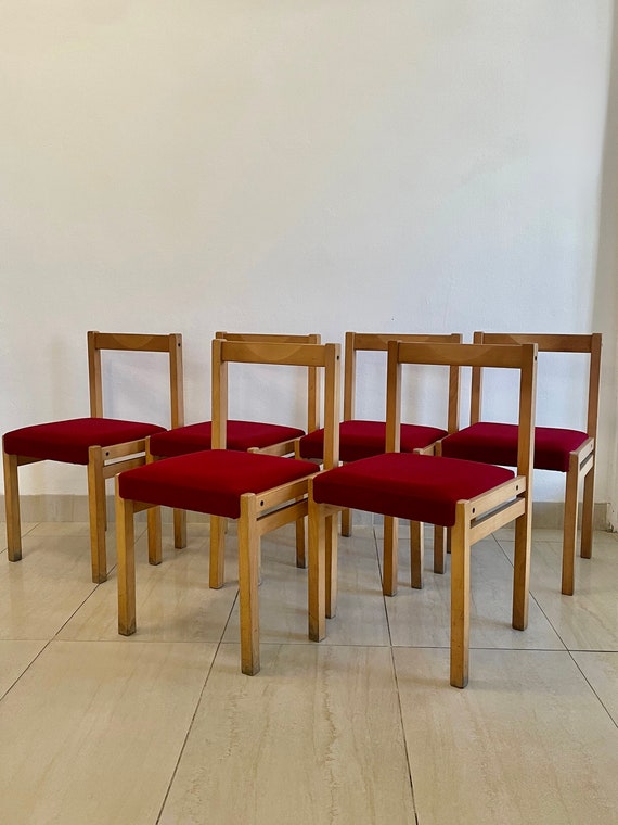 Vintage Mid-Century Red Dining Chair - Czechoslovakia, 1960s
