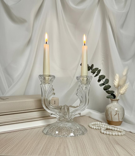 Lot De Bougeoirs En Cristal De Plomb Argenté – Fabriqués USA, Déco Maison
