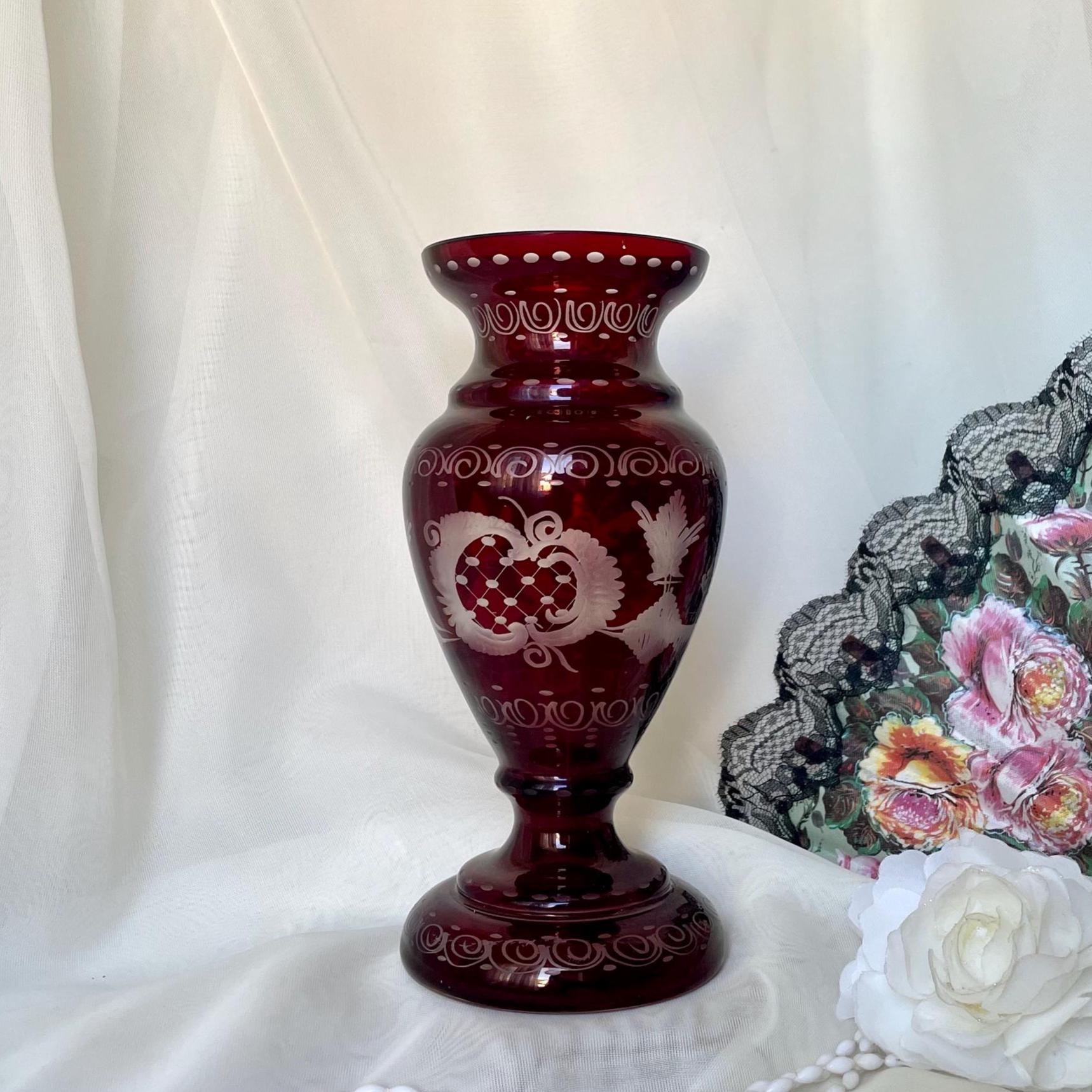 Egermann Ruby Red Glass Vase - Etsy