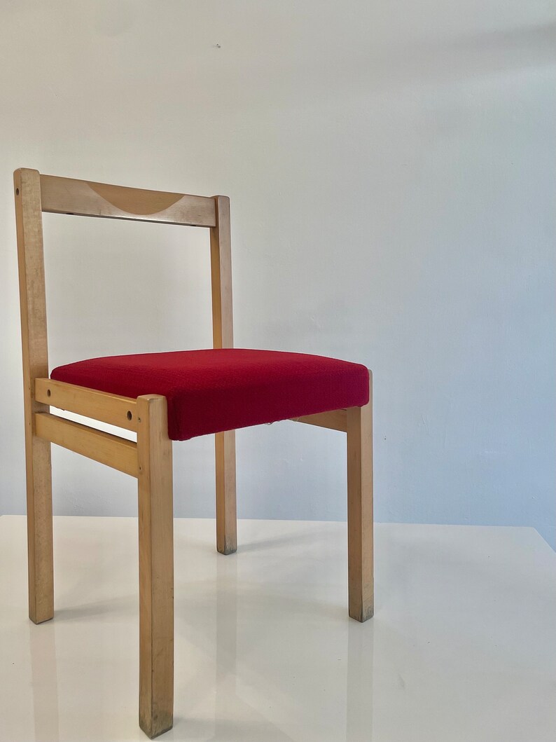 Vintage Mid-Century Red Dining Chair - Czechoslovakia, 1960s image 2