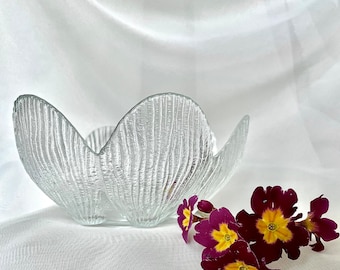 Vaclav Zajic Clear Pressed Glass Bowl Sklounion Libochovice Glassworks, Made in Czechoslovakia