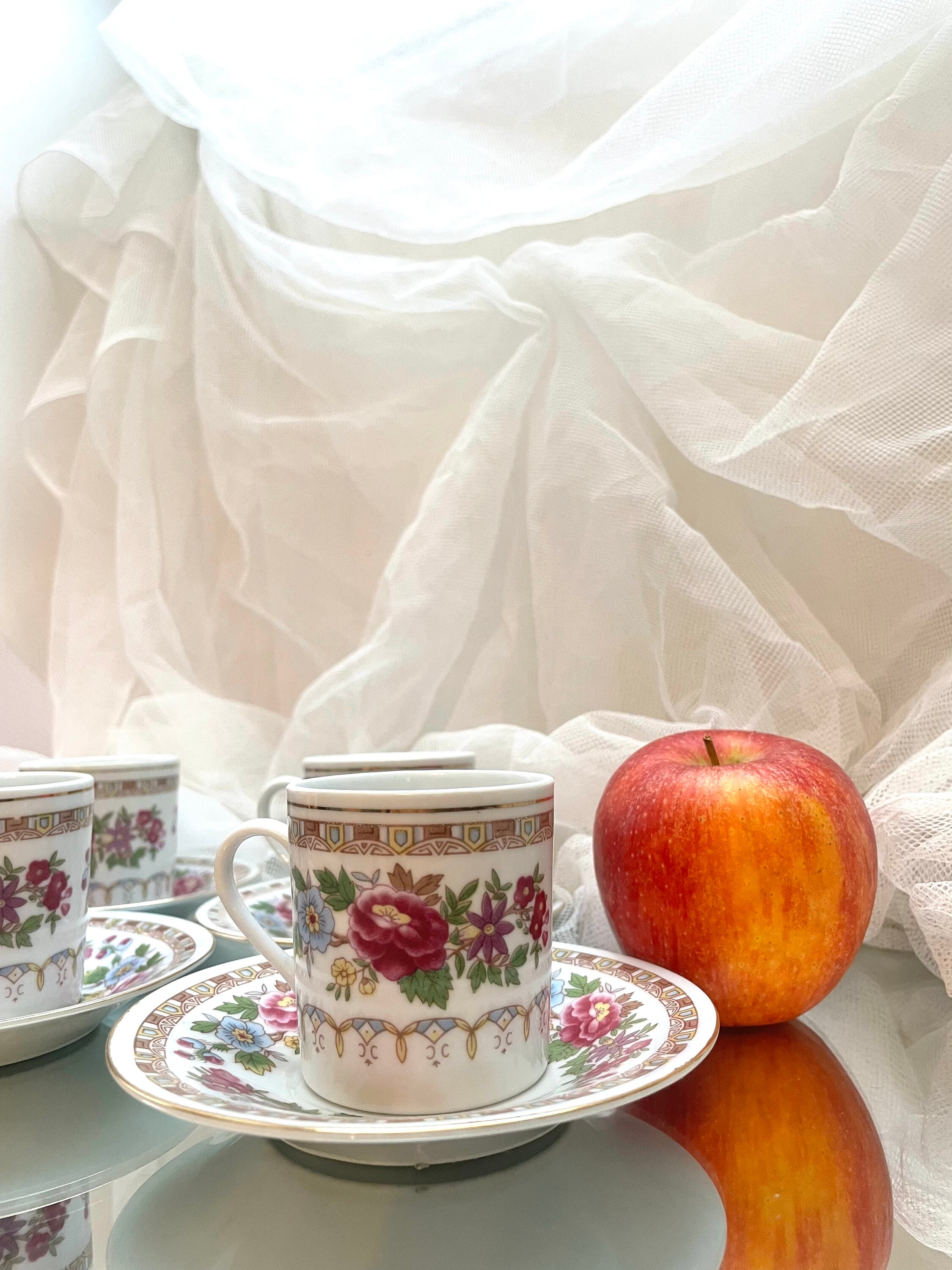 ヴィンテージ チャイナ エスプレッソ カップ 6個セット（ソーサー付き