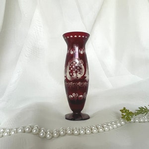 Egermann Ruby Red Vase | Cut to Clear Bohemian Glass