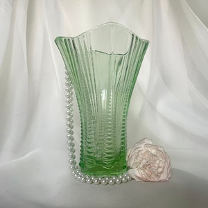 Bohemian Green Glass Vase by Vaclav Hanus for Rudolfova Hut Glassworks