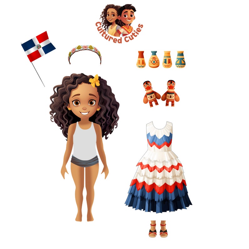 Anabel Dominican Magnetic Paper Girl Doll - Etsy