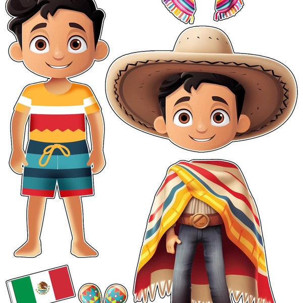 Rafael Mexican Magnetic Paper Boy Doll