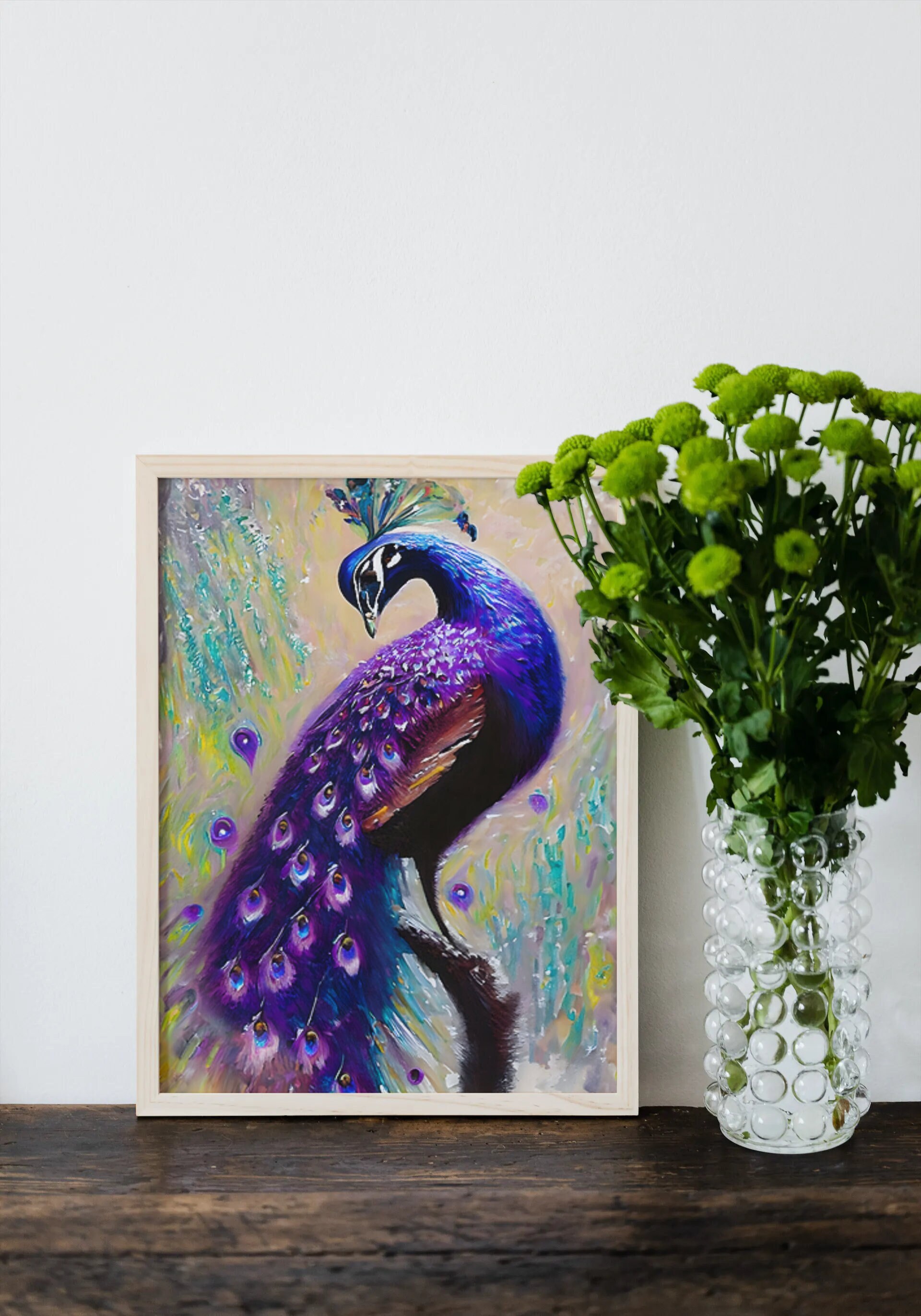 White Peacock Art Print White Peafowl Rare Birds Watercolor Painting  Peacock Wall Art Plumage Feathers Bird on Tree Beautiful Wildlife Birds