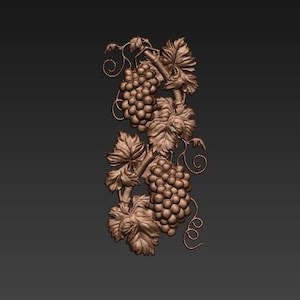 Archivo digital de uva para CNC, archivo STL 3D, grabador, Artcam, madera, decoración de pared, flores1