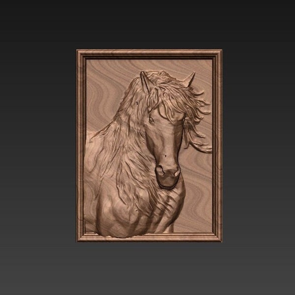 Horse 3D File for CNC, 3D STL file, Engraver, Artcam, Wood, Wall Decor, Cut3d, Horse4i