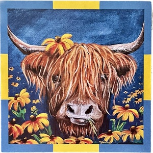 Highland Cow ‘Ferdinand’ from Original Acrylic on High Performance Vinyl Sticker