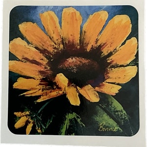 Tournesol en acrylique original sur autocollant vinyle haute performance