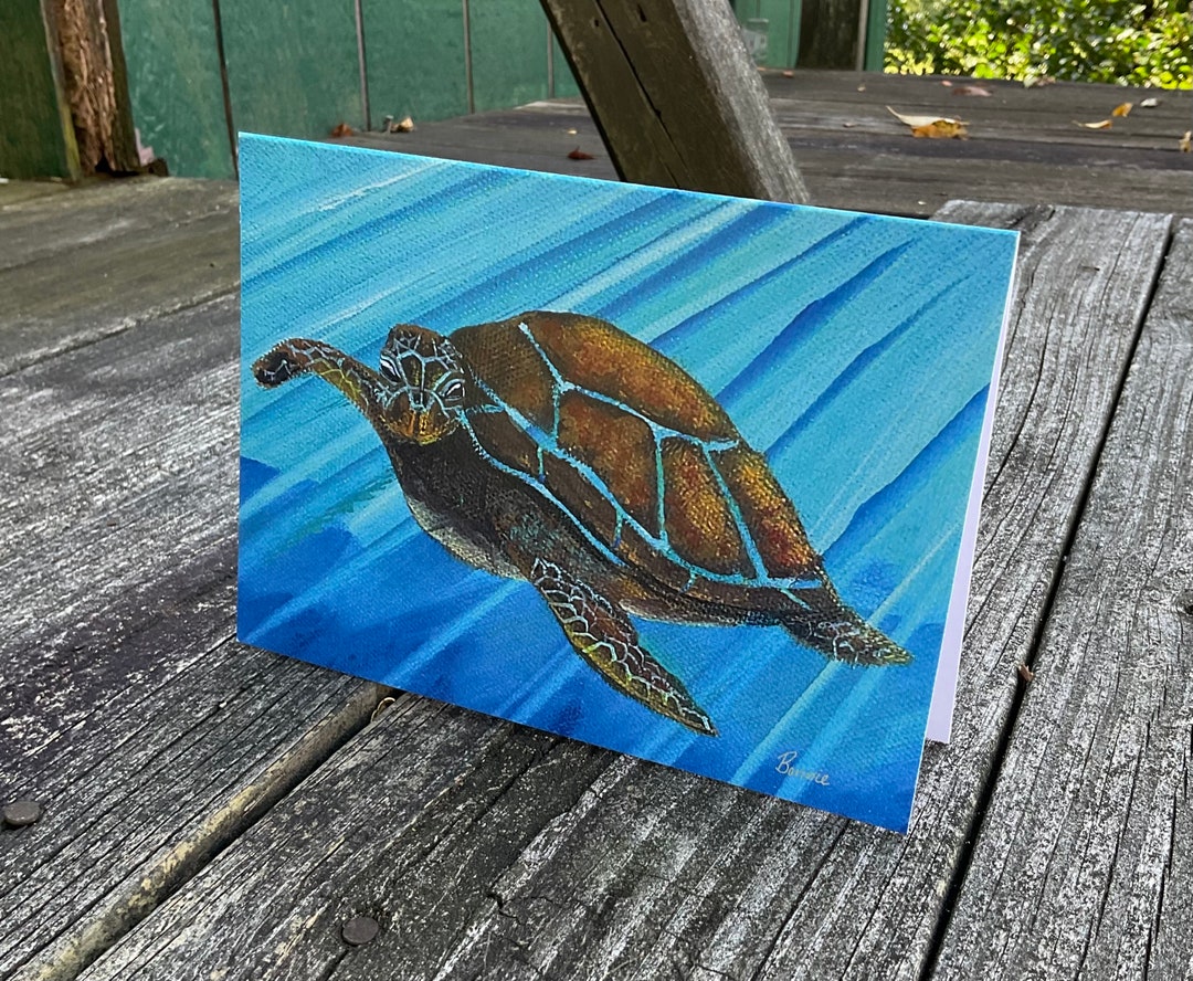 Sea Turtle Greeting Card. Blank Inside for Any Occasion - Etsy