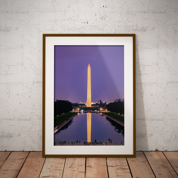 Washington D.C. Print, Washington Monument, Night Photography, Colored Photography, Wall Art Print