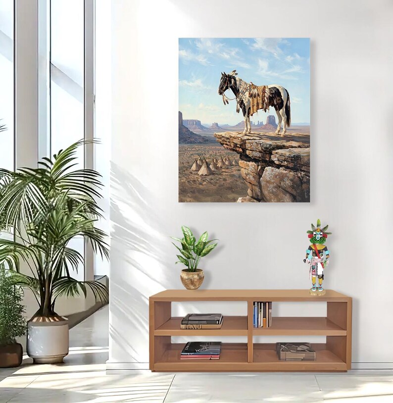Acrylprint geïnspireerd op paard, Native American (Franse schoenplaatjes hangend) afbeelding 2