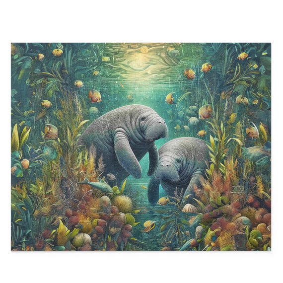 Manatee Jigsaw Puzzle (120, 252, 500-piece) - Etsy Israel