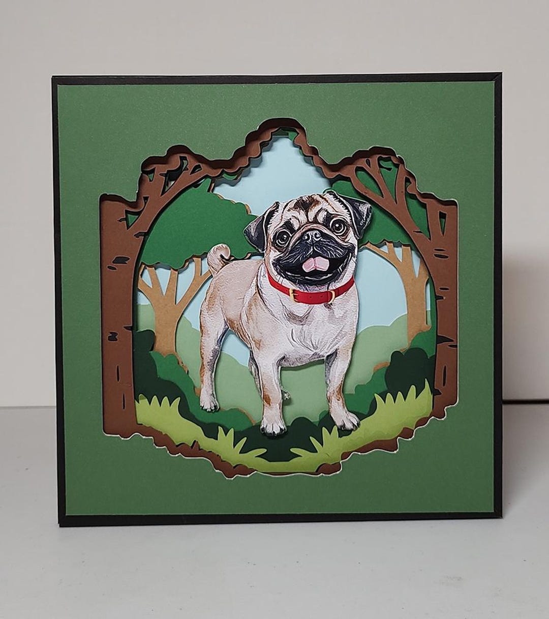 Pug Dog 3D Shadowbox Birthday Display Card Gift - Etsy