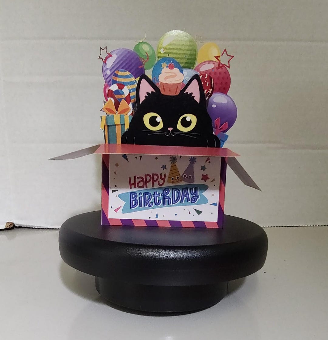 Cat Birthday 3D Layered Box Card - Etsy
