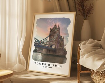 Tower Bridge London Travel Print Wall Art | Tower Bridge London Poster | London Wall Home Decoration | PNG Digital Download