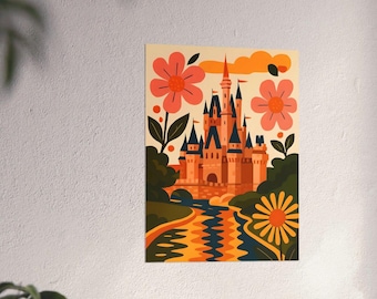 Impresión del Castillo de Cenicienta: Arte mural digital del Reino Mágico (Descarga digital)