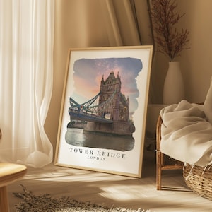Tower Bridge London Travel Print Wall Art | Tower Bridge London Poster | London Wall Home Decoration | PNG Digital Download