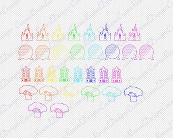 Park Icons PNG: Magic Kingdom, Epcot, Hollywood Studios, Animal Kingdom (Digital Download)