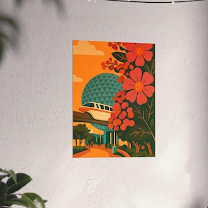 Epcot Monorail Poster | Disney Parks Inspired Downloadable Print | Disney Wall Art | Theme Park Printable