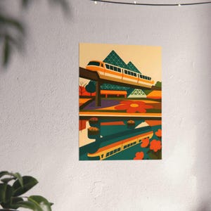 Epcot Monorail Poster | Disney Parks Inspired Downloadable Print | Disney Wall Art | Theme Park Printable