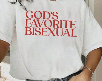Gods favoriete biseksueel shirt, esthetisch homo grafisch shirt, LGBTQ biseksueel trendy cadeau, sapphic queer fashion, WLW Femme subtiel Pride-shirt