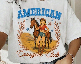 Camisas del Club Vaquera Americana con Colores Cómodos, Camisa Vaquera Retro, Camisa Western del 4 de Julio, Camisa Country Western, Camisas de Desfile Americano