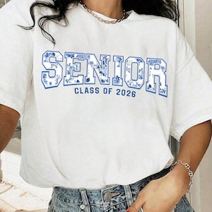 Class of 2026 Senior Shirt, 2026 Senior Shirt, Floral Senior 2026 Gift, Blue Bow 2026, Senior Coquette Shirt, Back to School Shirt