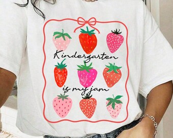 Kindergarten Is My Jam Teacher Comfort Colors Shirt, Back To School Shirt,Kindergarten Teacher Gifts, Kinder Team Shirts,Pre-K Teacher Shirt